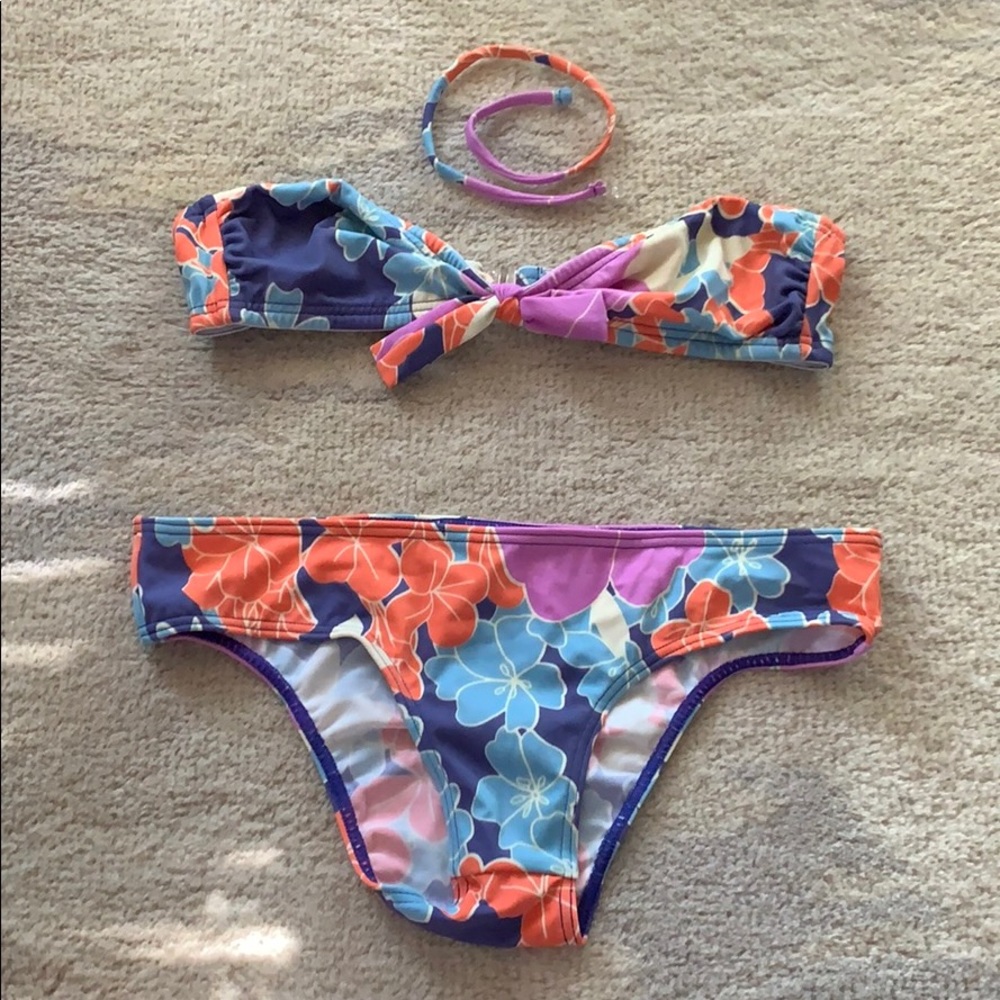 French connection floral bandeau swim set